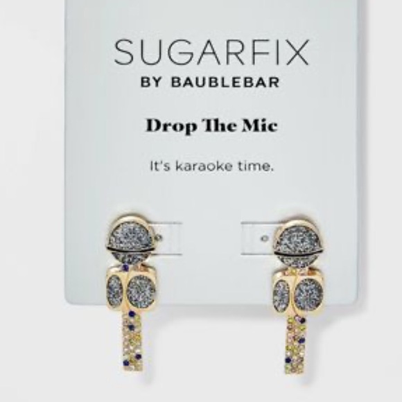 NWT SUGARFIX by BaubleBar 'Drop The Mic' Statement Earrings - Silver - Picture 2 of 3